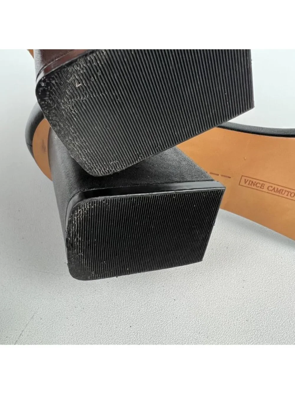 Vince Camuto Womens Margry Block Heel Sandal Black Leather Ankle Strap size 11